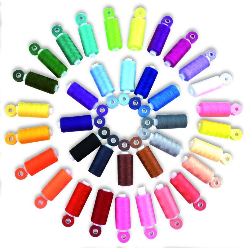 Renashed 72Pcs Bobbins Sewing Threads Kit, 36 Colors Spools 360Yards per Polyester Thread, 36 Colors Prewound Bobbin with Case for Hand Machine Sewing - Image 1